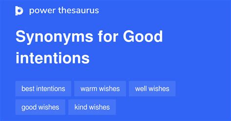another word for good intentions|GOOD INTENTIONS in Thesaurus: 100+ Synonyms & Antonyms .